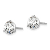 18k White Gold 3 carat Certified Lab Grown Diamond VS+ F+ Round Complete Three Prong Stud Earrings